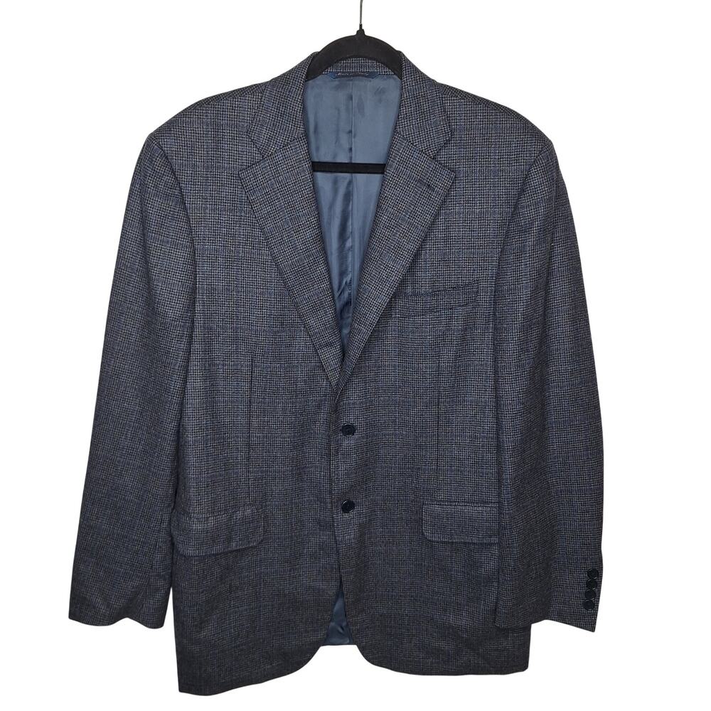 Canali Men Blazer Suit Jacket IT 52 US 42 Plaid Houndstooth 100% Wool Sport Coat